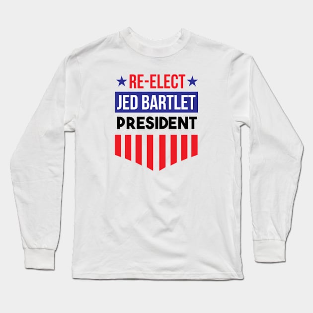 Re-Elect Jed Bartlet For America - Shield and Stars Long Sleeve T-Shirt by PsychicCat